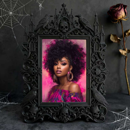 High-demand Gothic Dark-style Photo Frame | Witchy Crystal Healing Room Decor, Photo Ornament, Wall-mountable & Tabletop, Scratch-resistant 