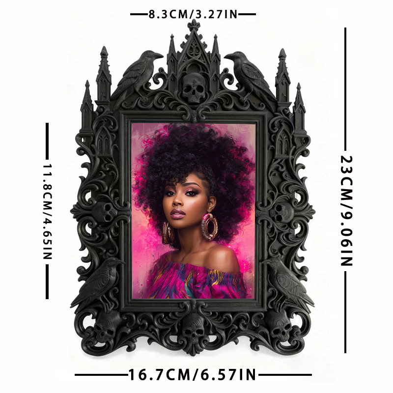 High-demand Gothic Dark-style Photo Frame | Witchy Crystal Healing Room Decor, Photo Ornament, Wall-mountable & Tabletop, Scratch-resistant 