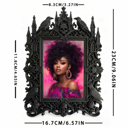 High-demand Gothic Dark-style Photo Frame | Witchy Crystal Healing Room Decor, Photo Ornament, Wall-mountable & Tabletop, Scratch-resistant 