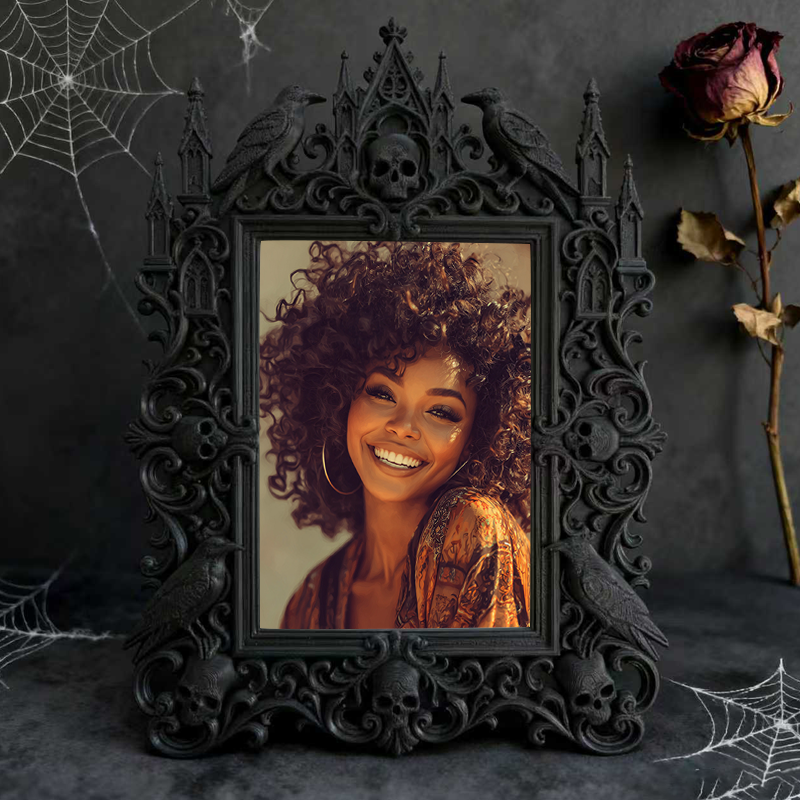 Star-pick Gothic Dark-style Photo Frame | Horror Themed Photo Booth Prop, Photo Ornament, Wall-mountable & Tabletop, Slim Frame