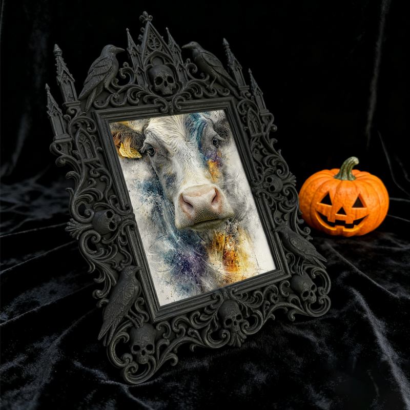 Sought-after Gothic Dark-style Photo Frame | Werewolf Themed Campfire Party Decor, Photo Ornament, Wall/Table Dual-use, Rustic Frame