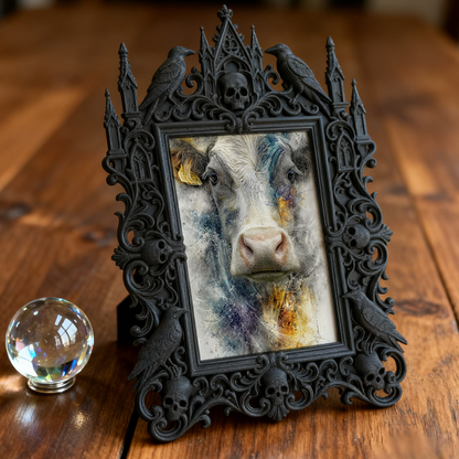 Sought-after Gothic Dark-style Photo Frame | Werewolf Themed Campfire Party Decor, Photo Ornament, Wall/Table Dual-use, Rustic Frame
