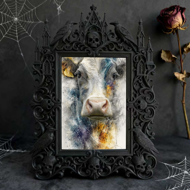 Sought-after Gothic Dark-style Photo Frame | Werewolf Themed Campfire Party Decor, Photo Ornament, Wall/Table Dual-use, Rustic Frame