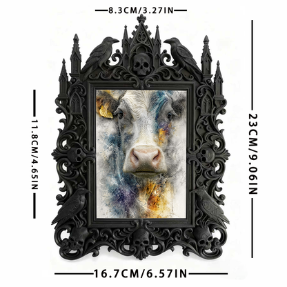 Sought-after Gothic Dark-style Photo Frame | Werewolf Themed Campfire Party Decor, Photo Ornament, Wall/Table Dual-use, Rustic Frame