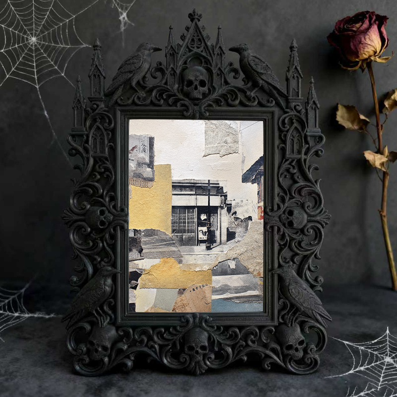 Stylish Gothic Dark-style Photo Frame | Gothic Eyelash Salon Shelf Decor, Photo Ornament, Wall-mountable & Tabletop, High-gloss Frame