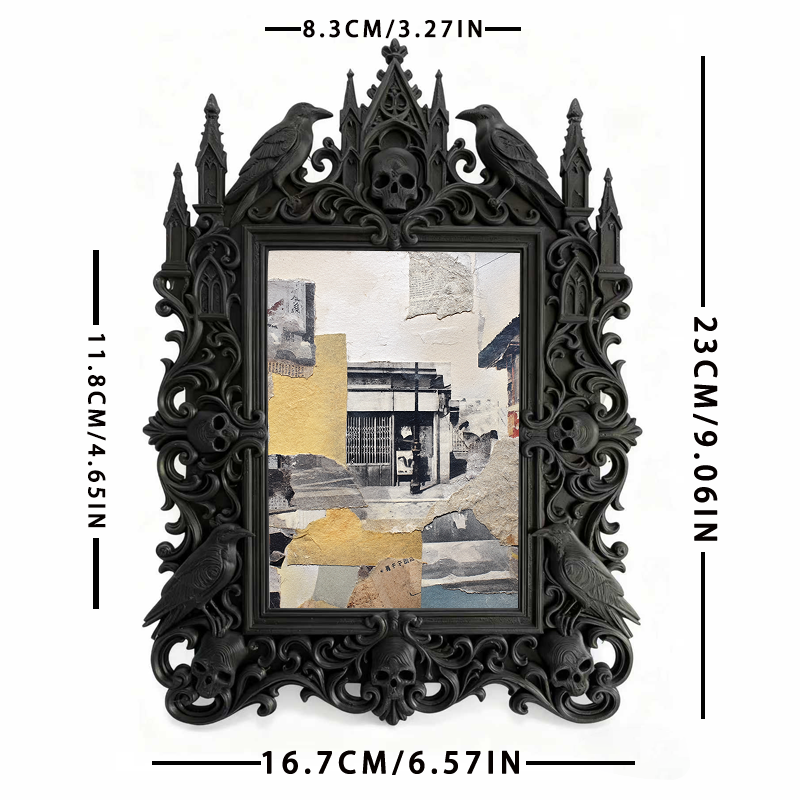 Stylish Gothic Dark-style Photo Frame | Gothic Eyelash Salon Shelf Decor, Photo Ornament, Wall-mountable & Tabletop, High-gloss Frame
