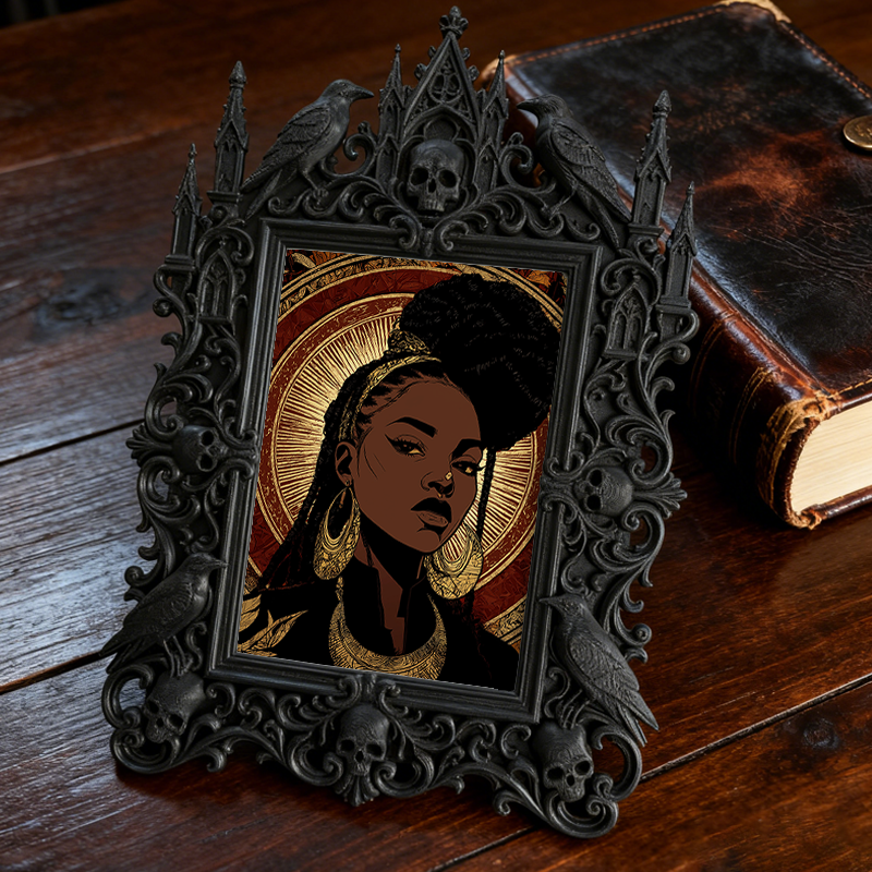 Edgy Gothic Dark-style Photo Frame | Dark Fantasy Novel Launch Event Decor, Photo Ornament, Dual-use Display, Minimalist Frame