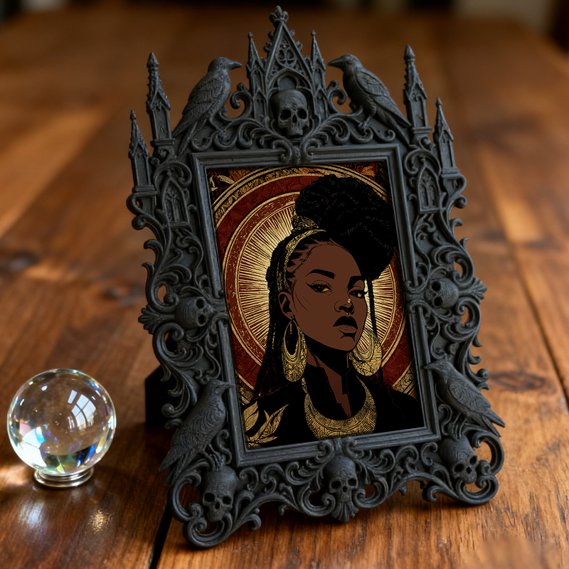 Edgy Gothic Dark-style Photo Frame | Dark Fantasy Novel Launch Event Decor, Photo Ornament, Dual-use Display, Minimalist Frame