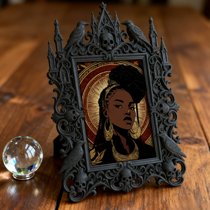 Edgy Gothic Dark-style Photo Frame | Dark Fantasy Novel Launch Event Decor, Photo Ornament, Dual-use Display, Minimalist Frame