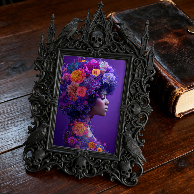 Luxe Gothic Dark-style Photo Frame | Gothic Calligraphy Wedding Sign Display, Photo Ornament, Wall-mountable & Tabletop, Practical Frame