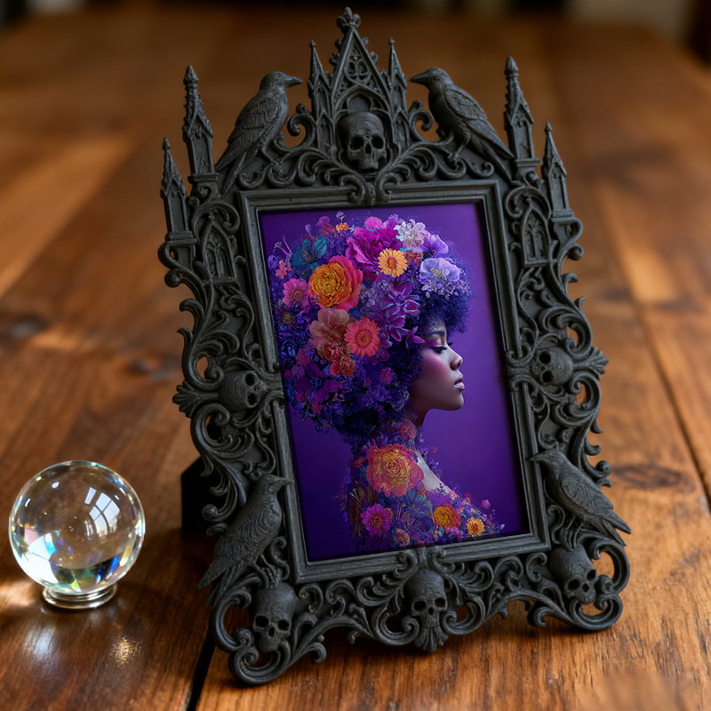Luxe Gothic Dark-style Photo Frame | Gothic Calligraphy Wedding Sign Display, Photo Ornament, Wall-mountable & Tabletop, Practical Frame