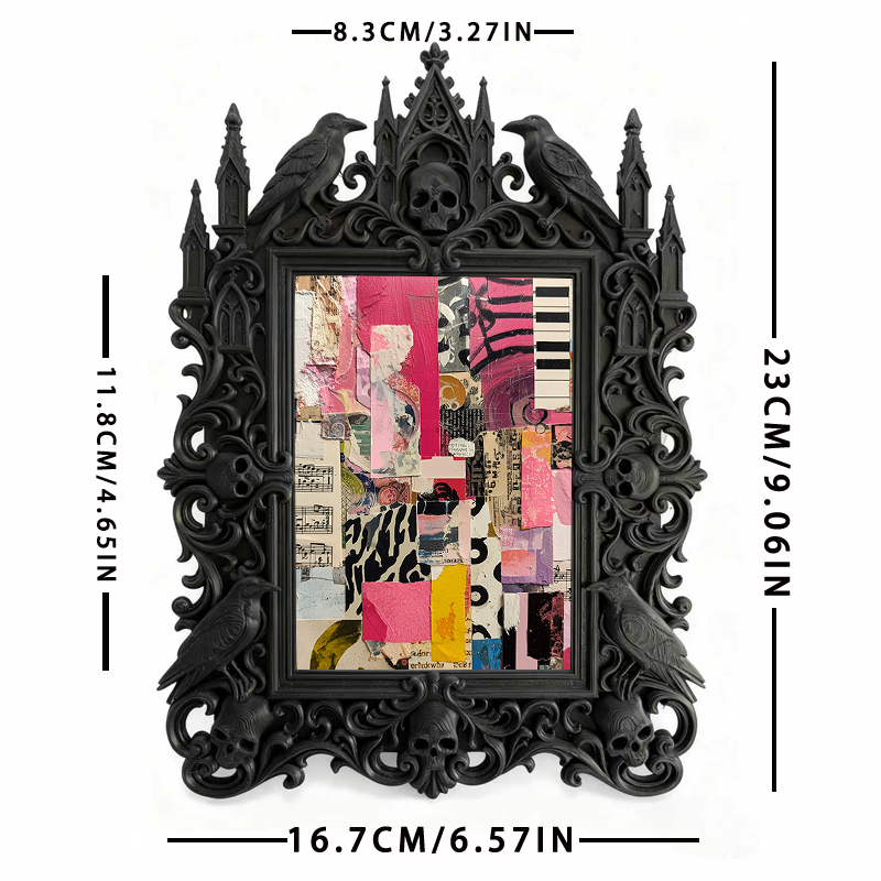 Unique Gothic Dark-style Photo Frame | Witchy Herbal Tea House Table Decor, Photo Ornament, Wall-mountable & Tabletop, Portable Frame