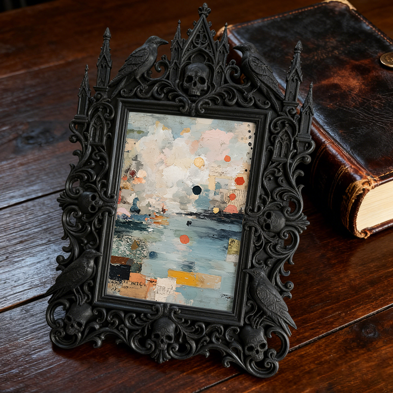 Tough Gothic Dark-style Photo Frame | Gothic Motorcycle Repair Shop Decor, Photo Ornament, Dual-use Display, Wear-resistant Frame