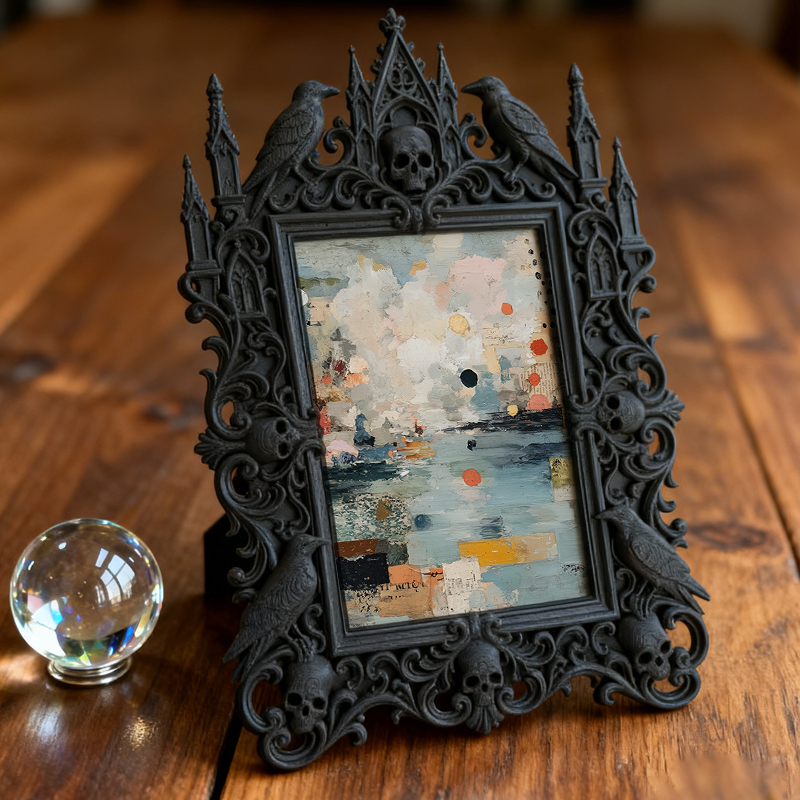 Tough Gothic Dark-style Photo Frame | Gothic Motorcycle Repair Shop Decor, Photo Ornament, Dual-use Display, Wear-resistant Frame