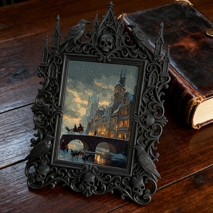 Elegant Gothic Dark-style Photo Frame | Paranormal Podcast Live Show Decor, Photo Ornament, Wall-mountable & Tabletop, Elegant Frame