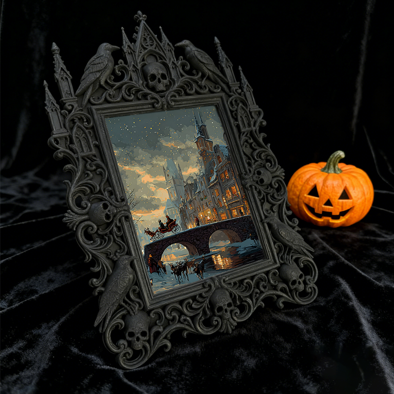 Elegant Gothic Dark-style Photo Frame | Paranormal Podcast Live Show Decor, Photo Ornament, Wall-mountable & Tabletop, Elegant Frame