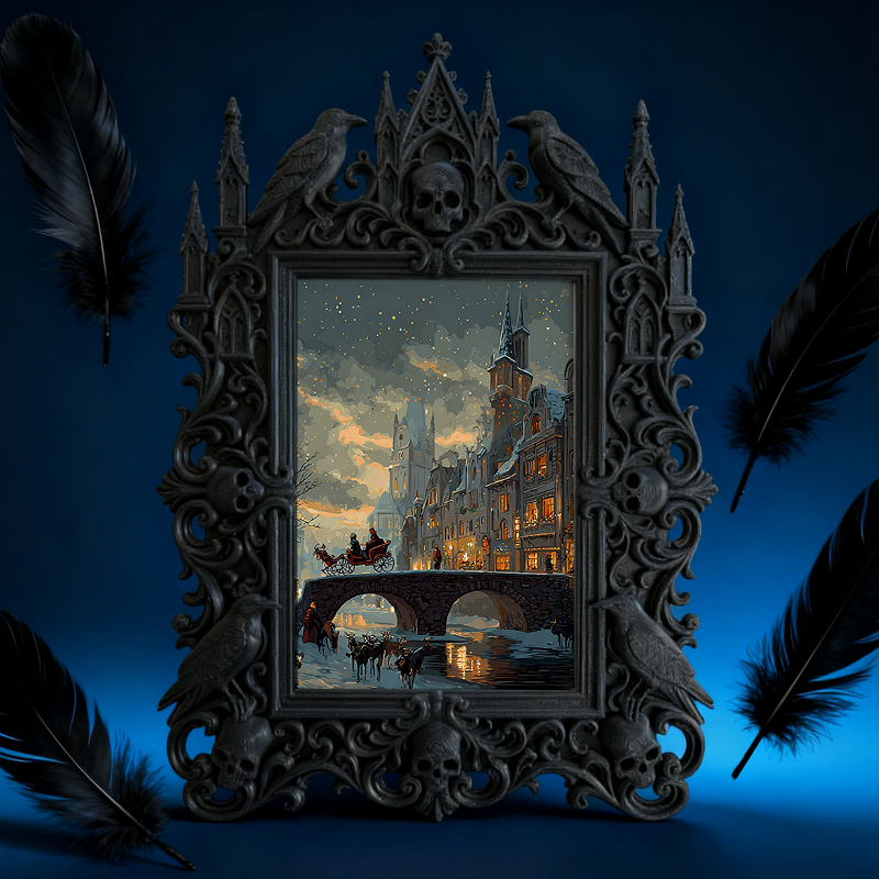 Elegant Gothic Dark-style Photo Frame | Paranormal Podcast Live Show Decor, Photo Ornament, Wall-mountable & Tabletop, Elegant Frame
