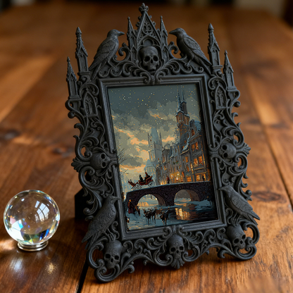 Elegant Gothic Dark-style Photo Frame | Paranormal Podcast Live Show Decor, Photo Ornament, Wall-mountable & Tabletop, Elegant Frame