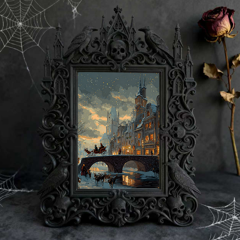 Elegant Gothic Dark-style Photo Frame | Paranormal Podcast Live Show Decor, Photo Ornament, Wall-mountable & Tabletop, Elegant Frame