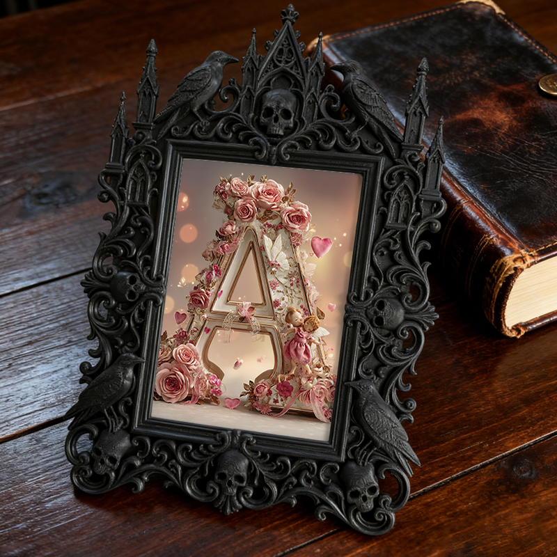 Bold Gothic Dark-style Photo Frame | Dark Fantasy LARP Camp Tent Decor, Photo Ornament, Wall-mountable & Tabletop, Creative Frame