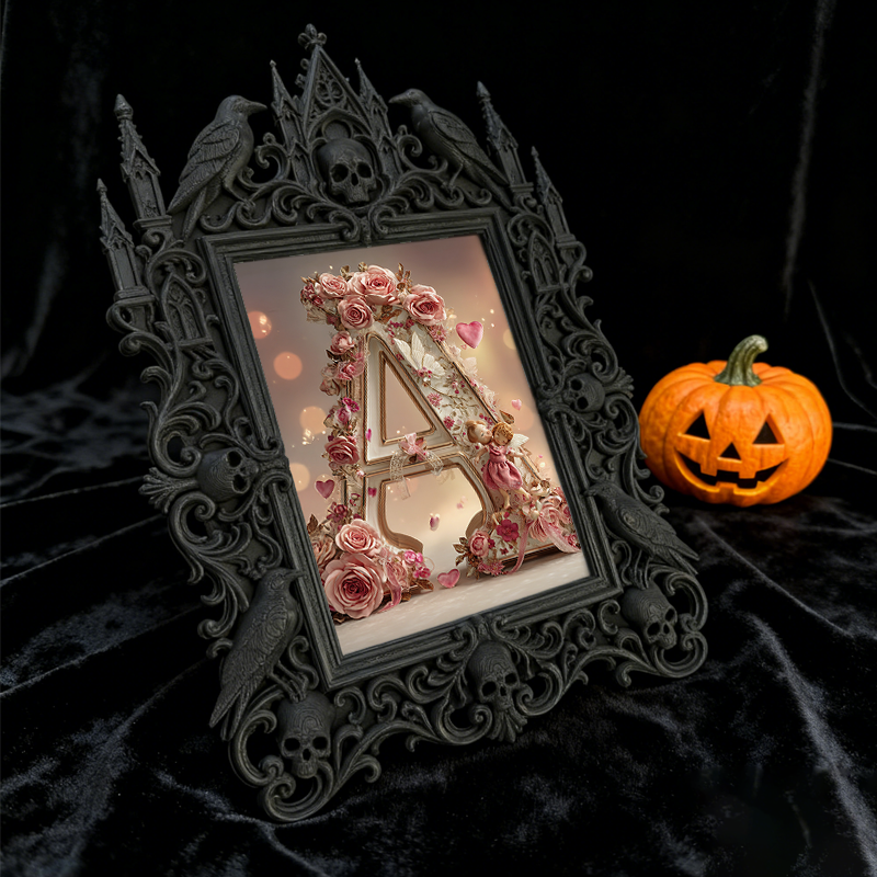 Bold Gothic Dark-style Photo Frame | Dark Fantasy LARP Camp Tent Decor, Photo Ornament, Wall-mountable & Tabletop, Creative Frame