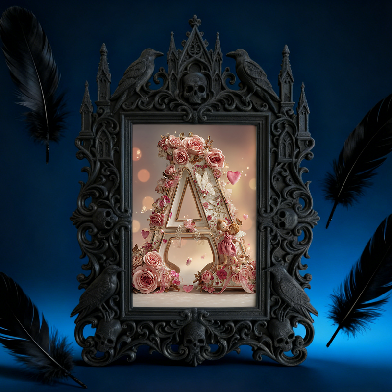 Bold Gothic Dark-style Photo Frame | Dark Fantasy LARP Camp Tent Decor, Photo Ornament, Wall-mountable & Tabletop, Creative Frame