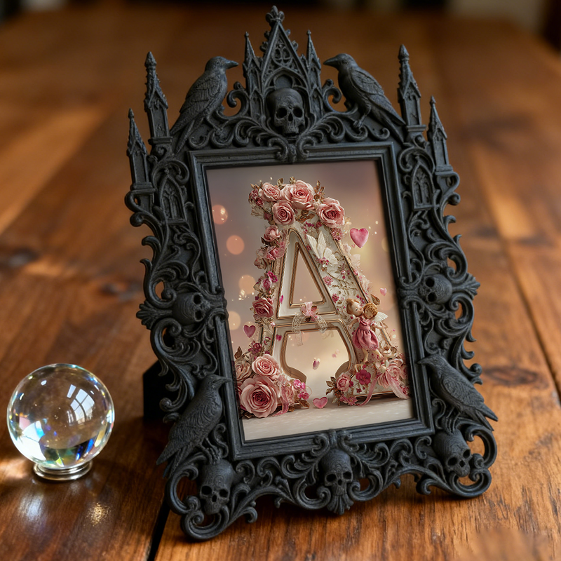 Bold Gothic Dark-style Photo Frame | Dark Fantasy LARP Camp Tent Decor, Photo Ornament, Wall-mountable & Tabletop, Creative Frame