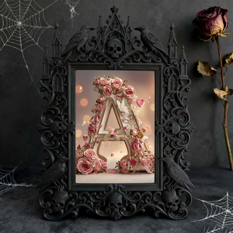Bold Gothic Dark-style Photo Frame | Dark Fantasy LARP Camp Tent Decor, Photo Ornament, Wall-mountable & Tabletop, Creative Frame