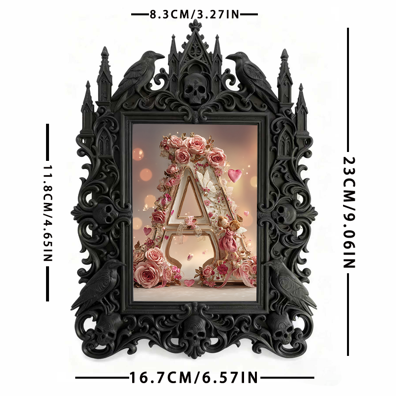 Bold Gothic Dark-style Photo Frame | Dark Fantasy LARP Camp Tent Decor, Photo Ornament, Wall-mountable & Tabletop, Creative Frame