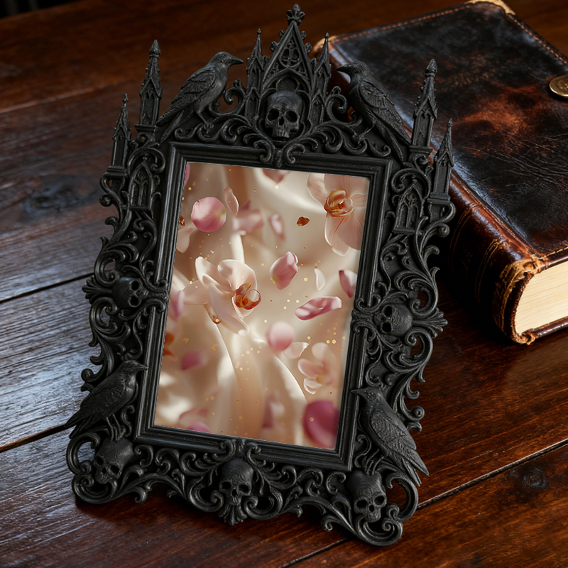 Cute Gothic Dark-style Photo Frame | Gothic Cat Café Photo Corner Decor, Photo Ornament, Dual-use Display, Cute Frame