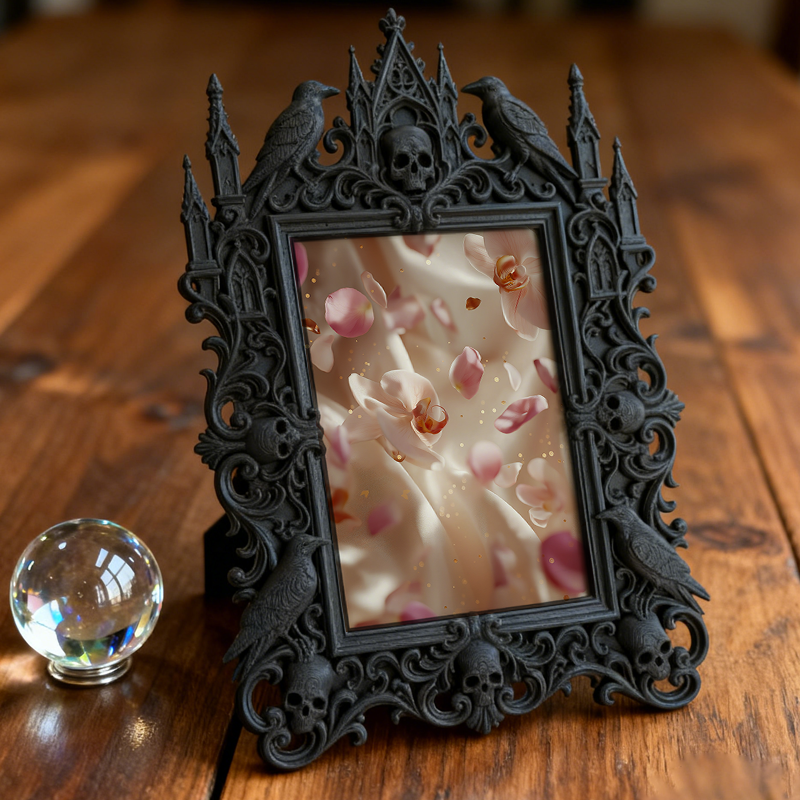 Cute Gothic Dark-style Photo Frame | Gothic Cat Café Photo Corner Decor, Photo Ornament, Dual-use Display, Cute Frame