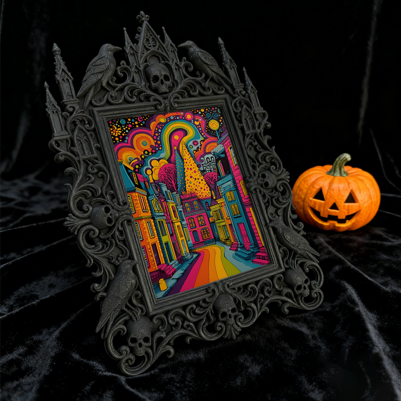 Hit Gothic Dark-style Photo Frame | Ghost-themed Hostel Lobby Decor, Photo Ornament, Wall-mountable & Tabletop, Plastic Frame