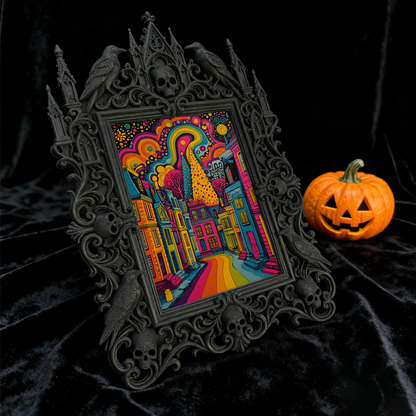 Hit Gothic Dark-style Photo Frame | Ghost-themed Hostel Lobby Decor, Photo Ornament, Wall-mountable & Tabletop, Plastic Frame