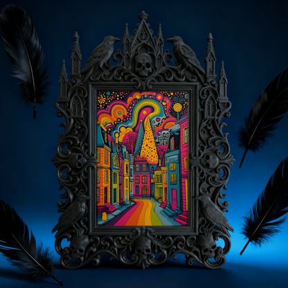 Hit Gothic Dark-style Photo Frame | Ghost-themed Hostel Lobby Decor, Photo Ornament, Wall-mountable & Tabletop, Plastic Frame