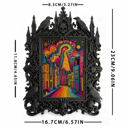 Hit Gothic Dark-style Photo Frame | Ghost-themed Hostel Lobby Decor, Photo Ornament, Wall-mountable & Tabletop, Plastic Frame