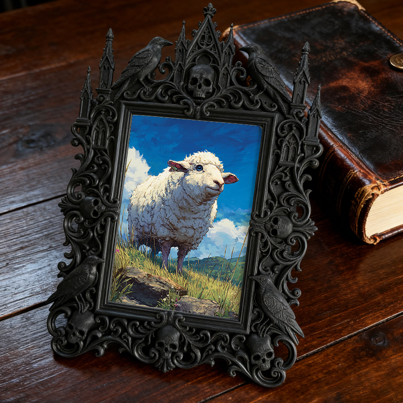 Super-popular Gothic Dark-style Photo Frame | Dark Academia Student Dorm Shelf Decor, Photo Ornament, Wall/Table Dual-use, Durable Frame