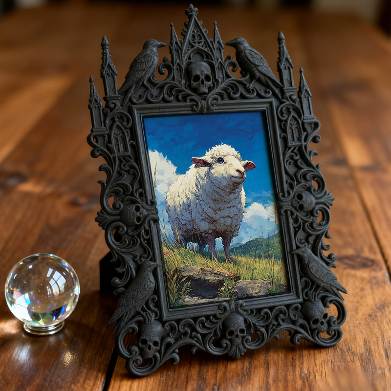 Super-popular Gothic Dark-style Photo Frame | Dark Academia Student Dorm Shelf Decor, Photo Ornament, Wall/Table Dual-use, Durable Frame