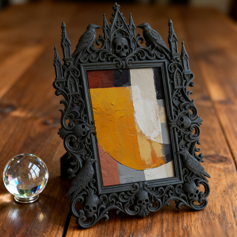 Must-grab Gothic Dark-style Photo Frame | Halloween Trick-or-Treat Photo Spot Decor, Photo Ornament, Wall-mountable & Tabletop, Lightweight 