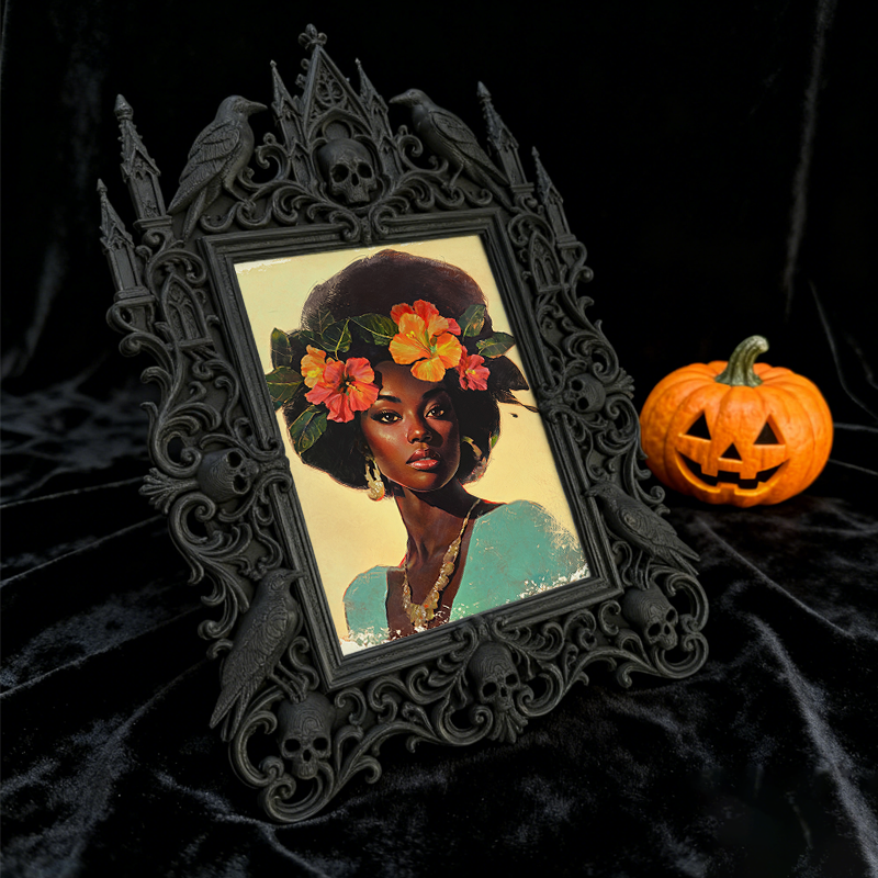 Fast-selling Gothic Dark-style Photo Frame | Gothic Wine Bar Counter Decor, Photo Ornament, Dual-use Display, Retro Plastic Frame