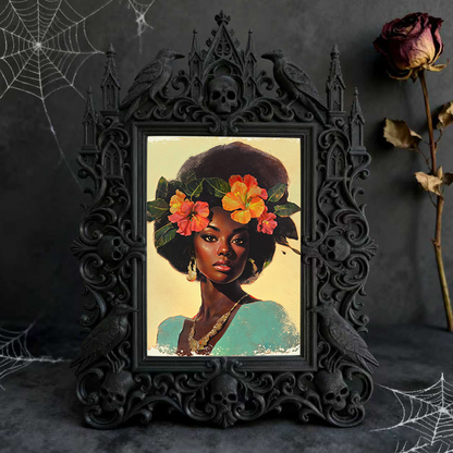 Fast-selling Gothic Dark-style Photo Frame | Gothic Wine Bar Counter Decor, Photo Ornament, Dual-use Display, Retro Plastic Frame