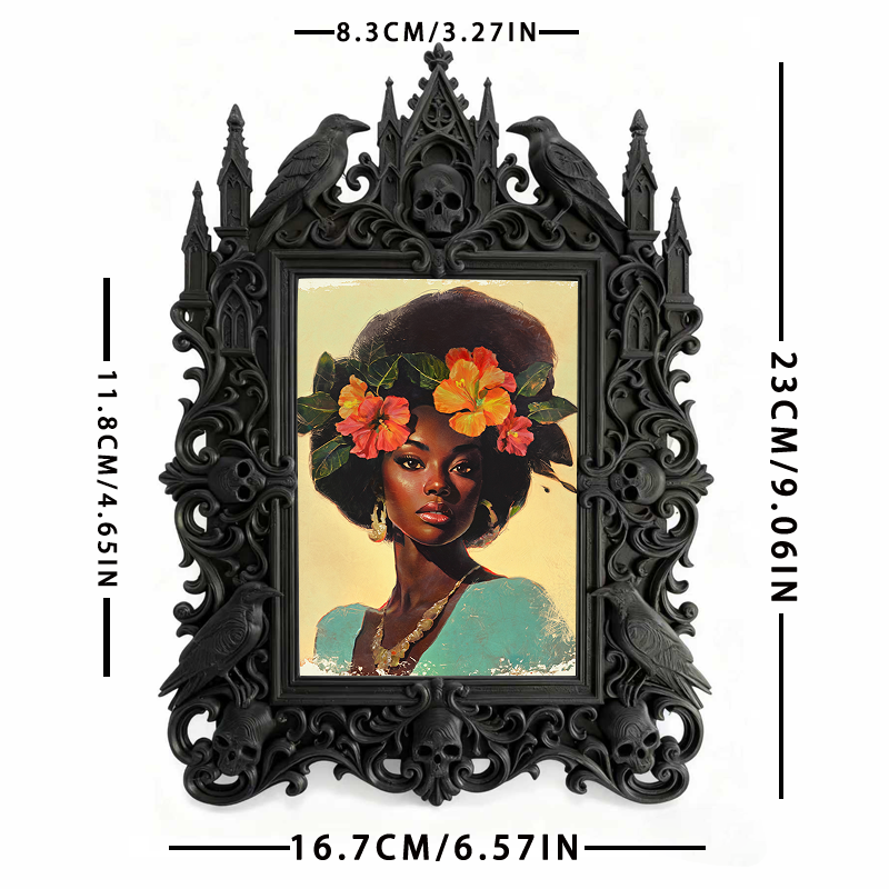 Fast-selling Gothic Dark-style Photo Frame | Gothic Wine Bar Counter Decor, Photo Ornament, Dual-use Display, Retro Plastic Frame
