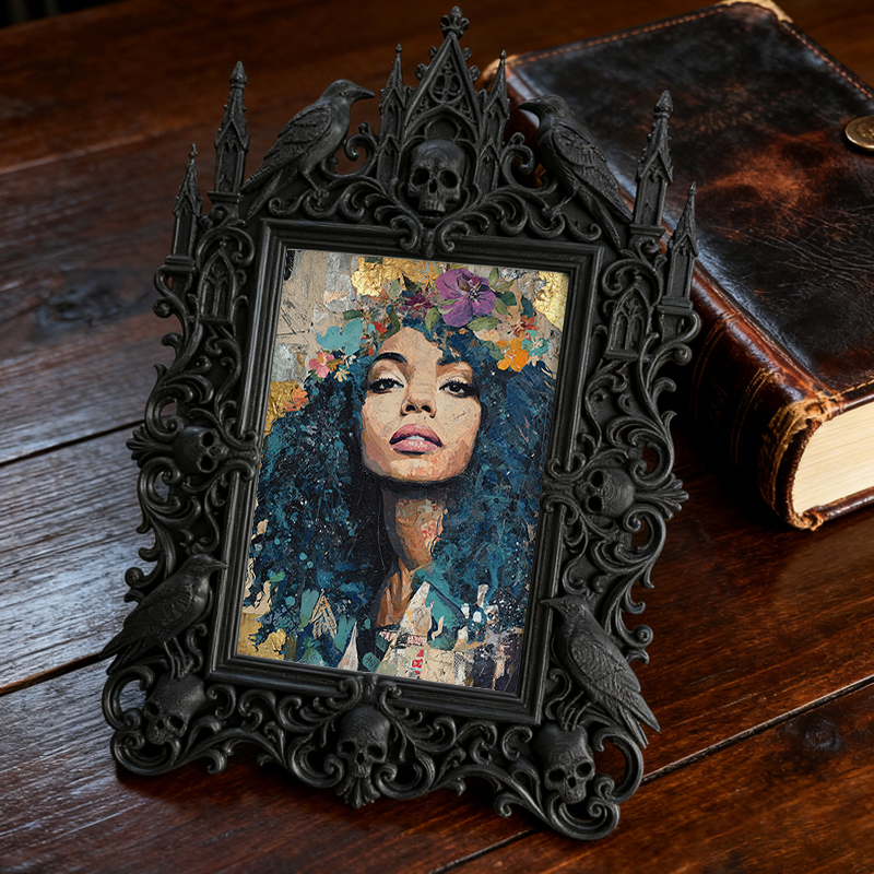 Trend-leading Gothic Dark-style Photo Frame | Gothic Pet Memorial Garden Decor, Photo Ornament, Wall/Table Dual-use, Eco-friendly Frame