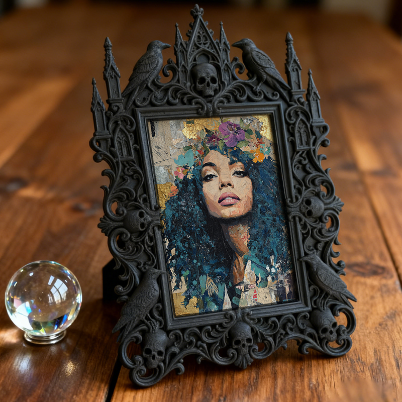 Trend-leading Gothic Dark-style Photo Frame | Gothic Pet Memorial Garden Decor, Photo Ornament, Wall/Table Dual-use, Eco-friendly Frame