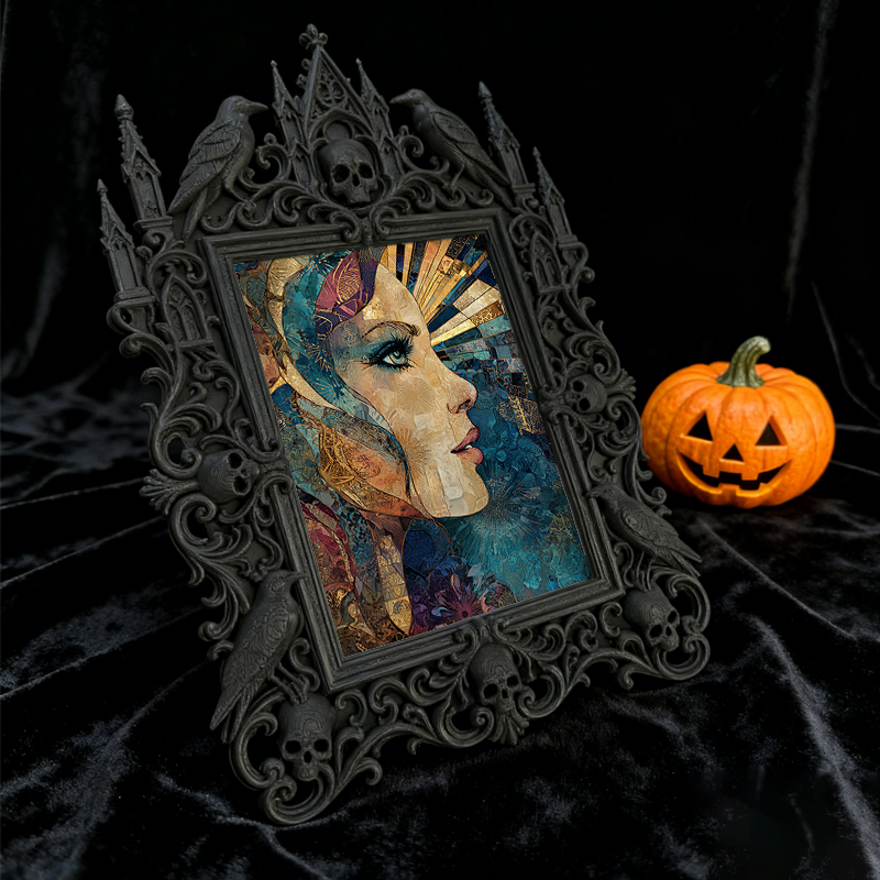 Star-pick Gothic Dark-style Photo Frame | Dark Art Tattoo Studio Waiting Area Decor, Photo Ornament, Wall-mountable & Tabletop, Slim Frame