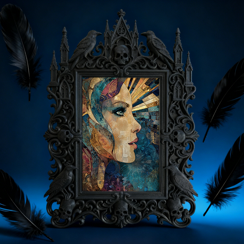 Star-pick Gothic Dark-style Photo Frame | Dark Art Tattoo Studio Waiting Area Decor, Photo Ornament, Wall-mountable & Tabletop, Slim Frame
