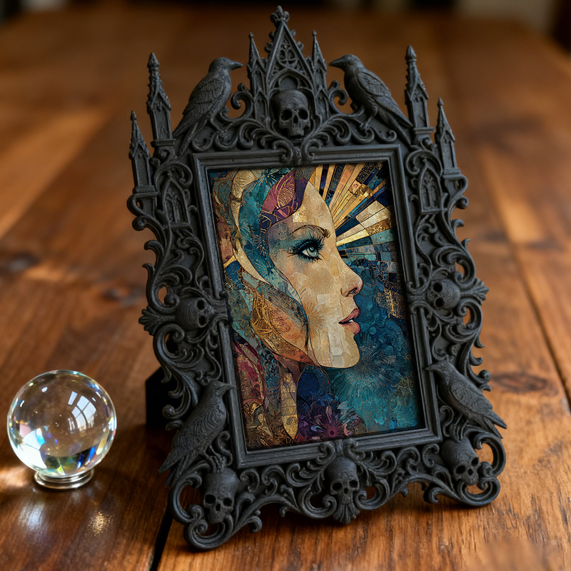 Star-pick Gothic Dark-style Photo Frame | Dark Art Tattoo Studio Waiting Area Decor, Photo Ornament, Wall-mountable & Tabletop, Slim Frame