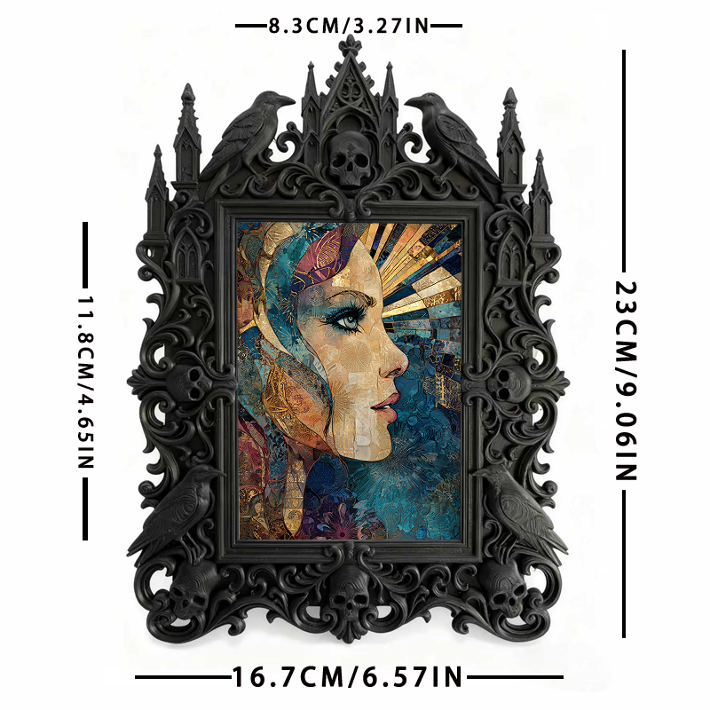 Star-pick Gothic Dark-style Photo Frame | Dark Art Tattoo Studio Waiting Area Decor, Photo Ornament, Wall-mountable & Tabletop, Slim Frame