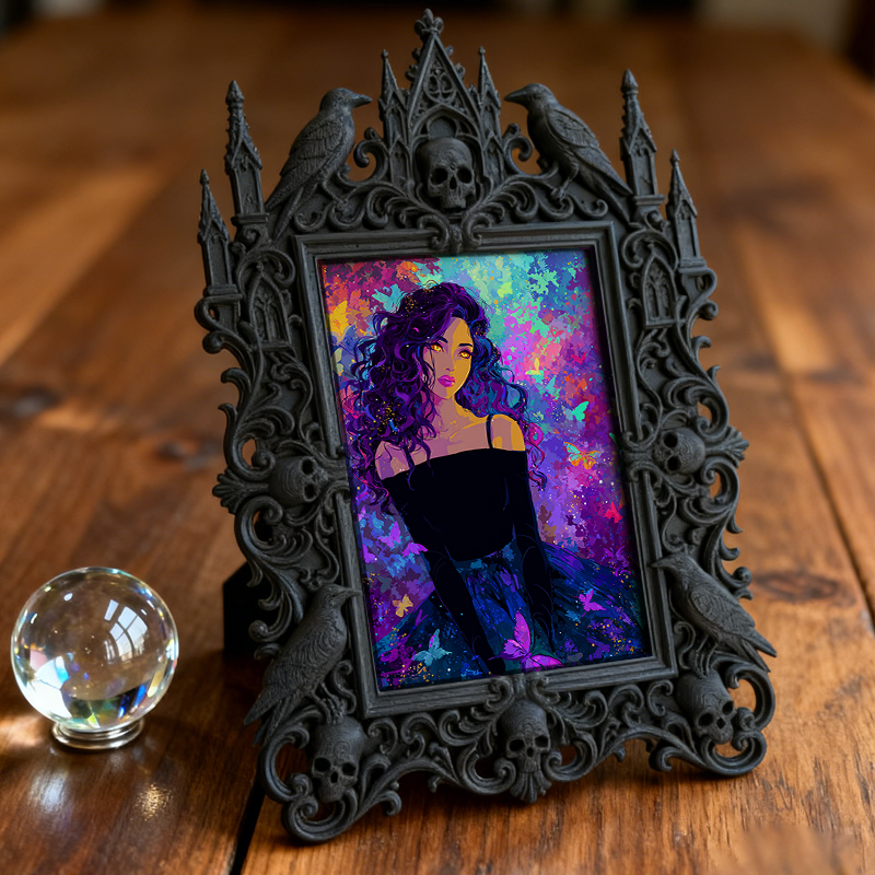 Limited-edition Gothic Dark-style Photo Frame | Occult Zodiac Sign Shop Decor, Photo Ornament, Wall-mountable & Tabletop, Collectible Frame