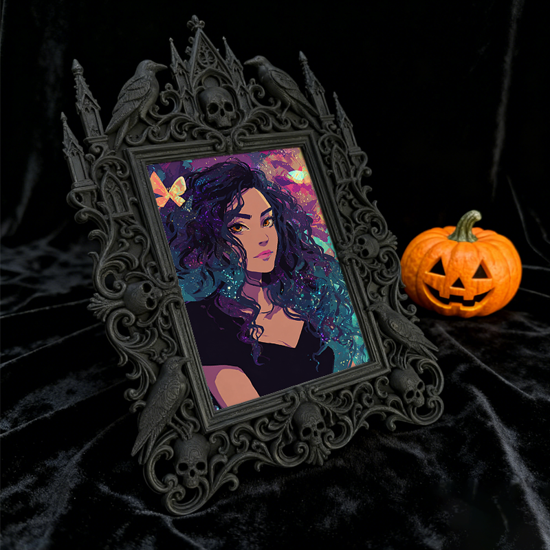 Sought-after Gothic Dark-style Photo Frame | Werewolf Themed Bar Wall Decor, Photo Ornament, Wall/Table Dual-use, Rustic Frame