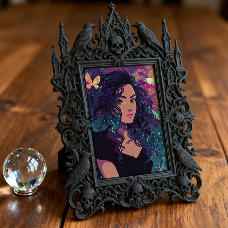 Sought-after Gothic Dark-style Photo Frame | Werewolf Themed Bar Wall Decor, Photo Ornament, Wall/Table Dual-use, Rustic Frame